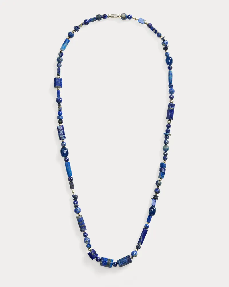 Ralph Lauren Lange blaufarbige Perlenkette Blue
