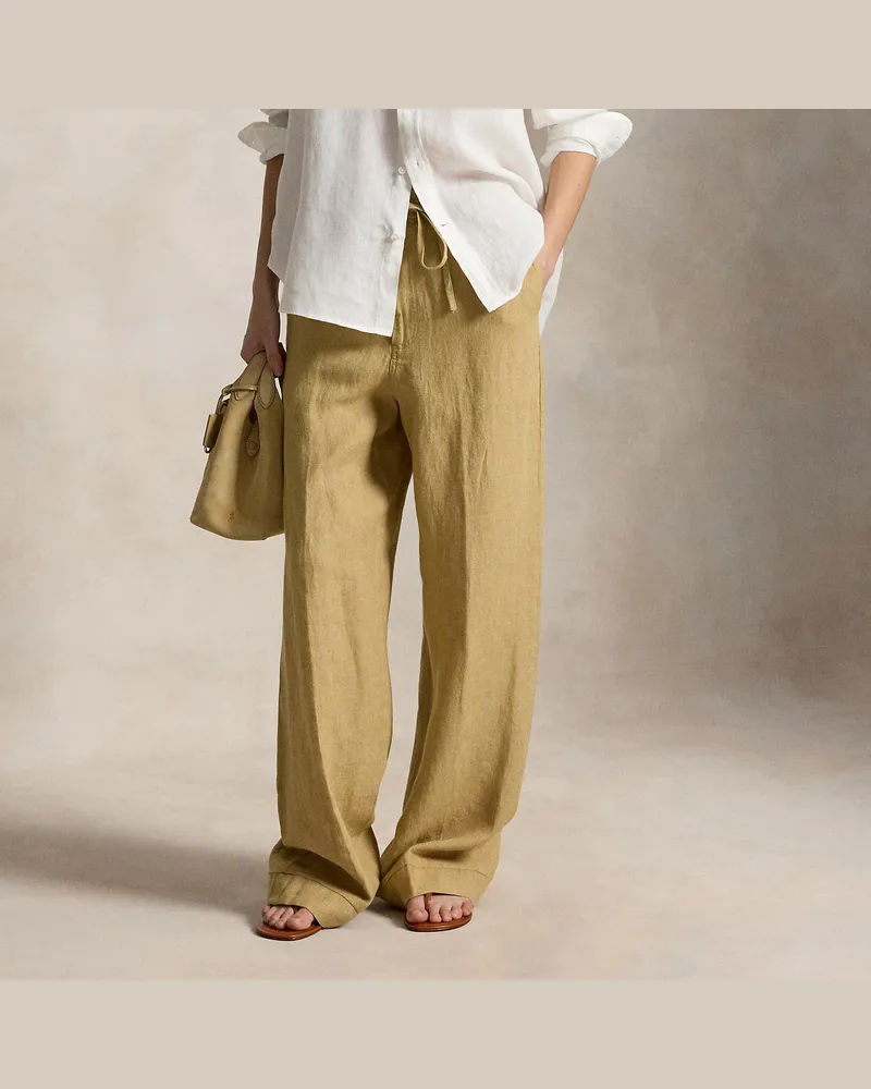 Ralph Lauren Leinenhose mit Tunnelzug Tan