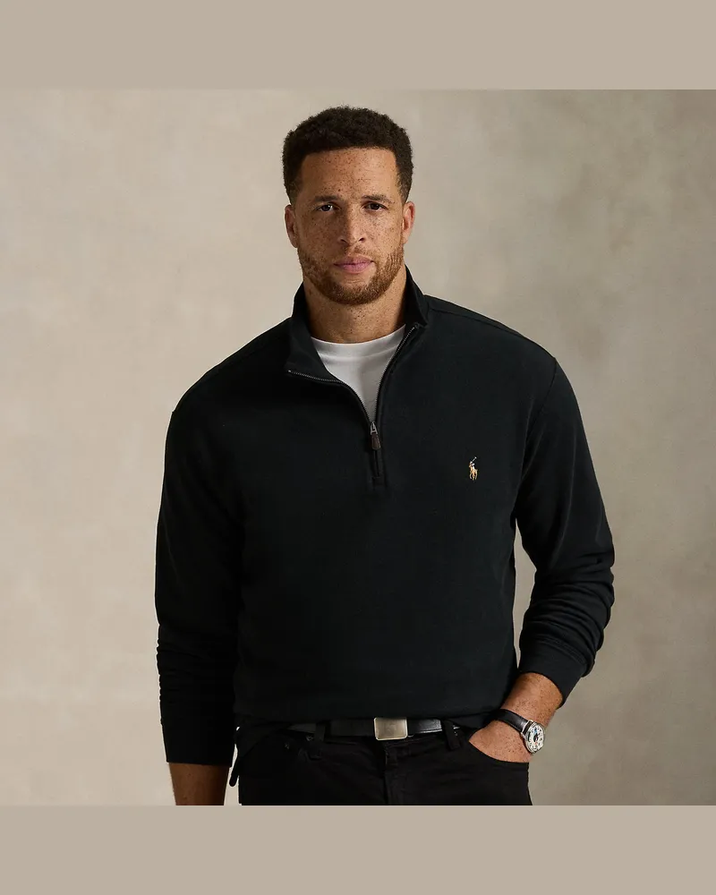 Ralph Lauren Große Größen - Rippenpullover mit Viertelreißverschluss Black