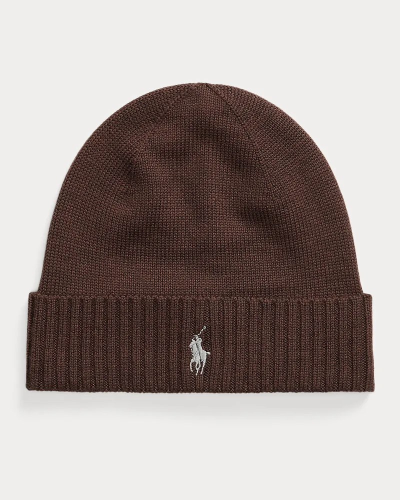 Ralph Lauren Wollmütze mit charakteristischem Pony Brown