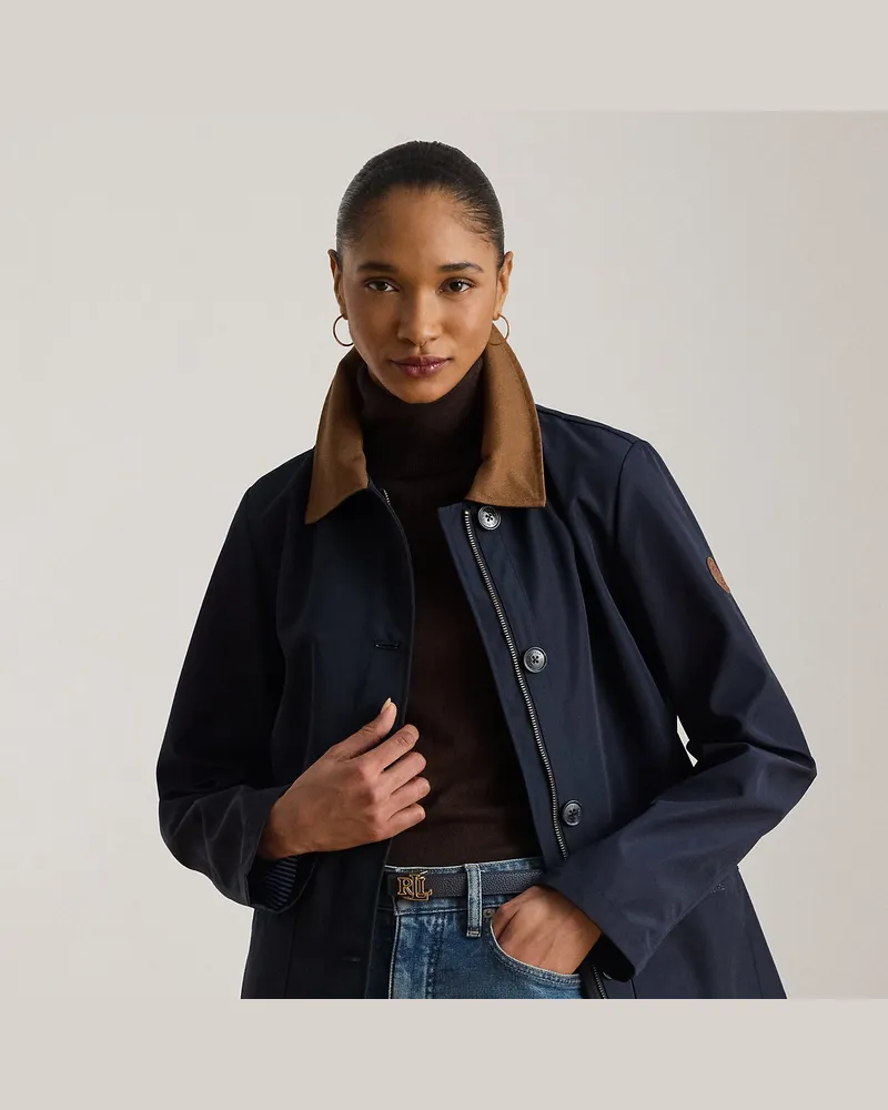 Ralph Lauren Jersey-Steppjacke mit Twillbesatz Blue