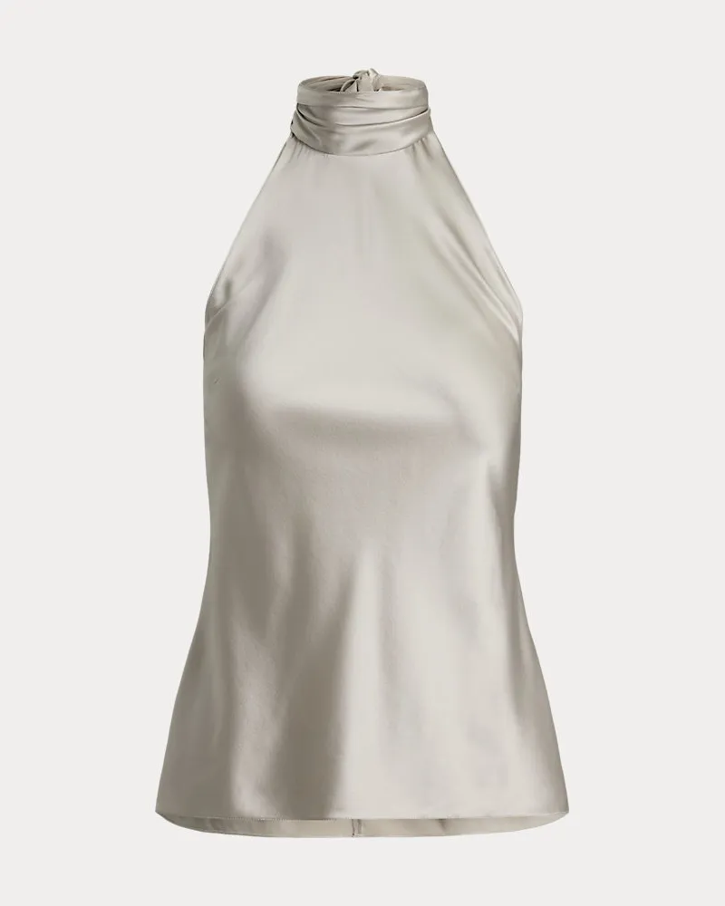 Ralph Lauren Stretch-Seidencharmeuse-Oberteil Chilton Cream