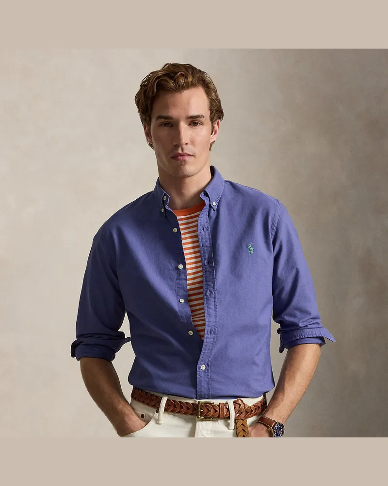 Ralph Lauren Gefärbtes Slim-Fit Oxfordhemd Blue