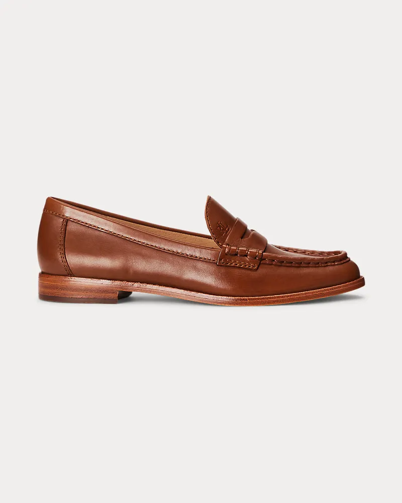 Ralph Lauren Loafer Wynnie aus poliertem Leder Tan