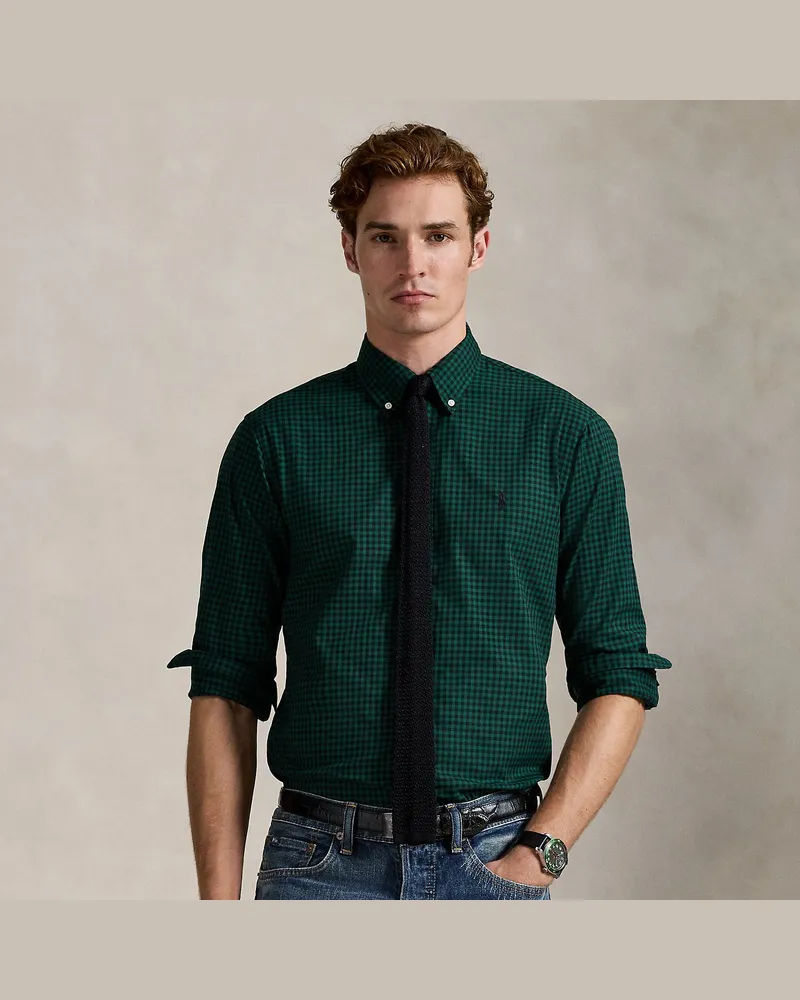 Ralph Lauren Custom-Fit Twillhemd mit Karomuster Green