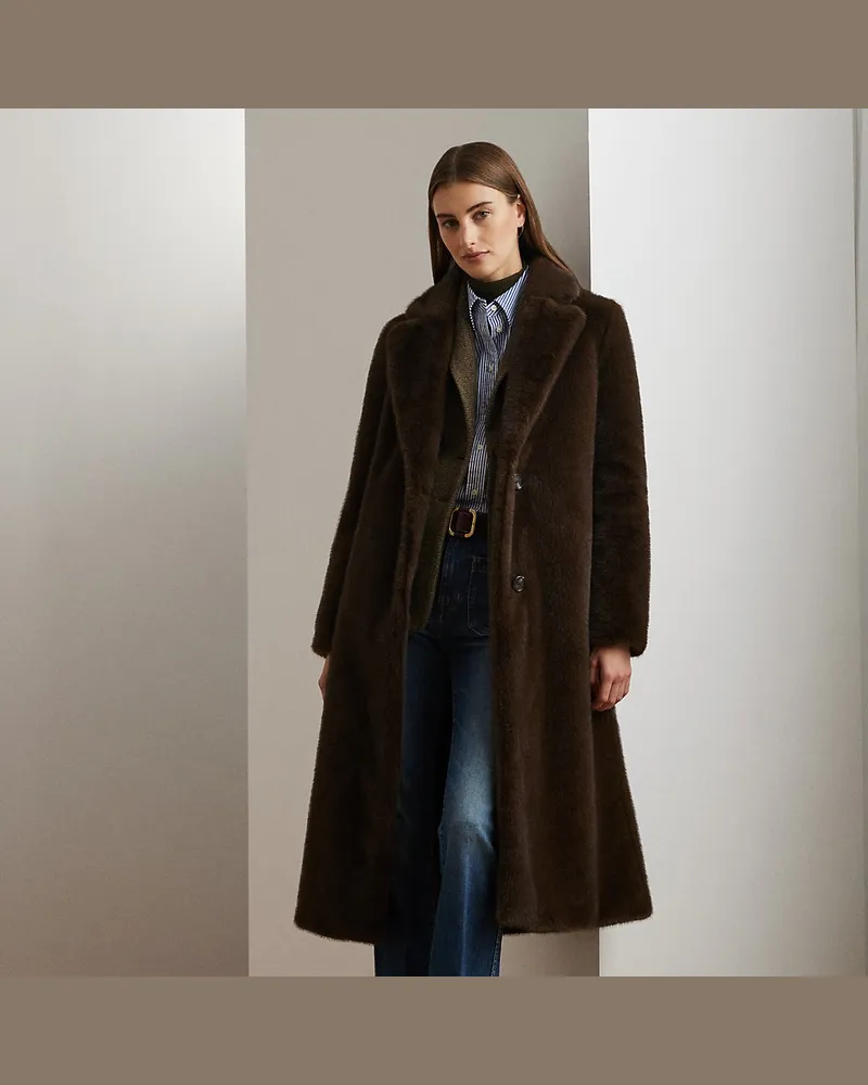 Ralph Lauren Mantel aus Kunstpelz Brown