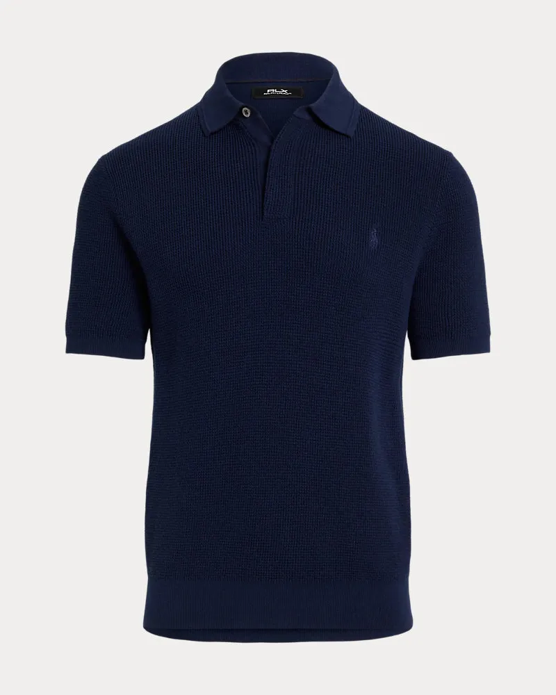 Ralph Lauren Waffelpiqué-Pullover mit Polokragen Blue