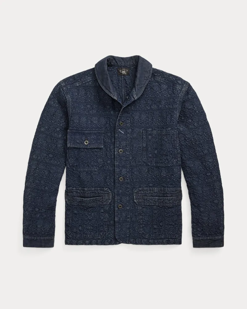 Ralph Lauren Jacquard-Hemdjacke in Indigo Blue