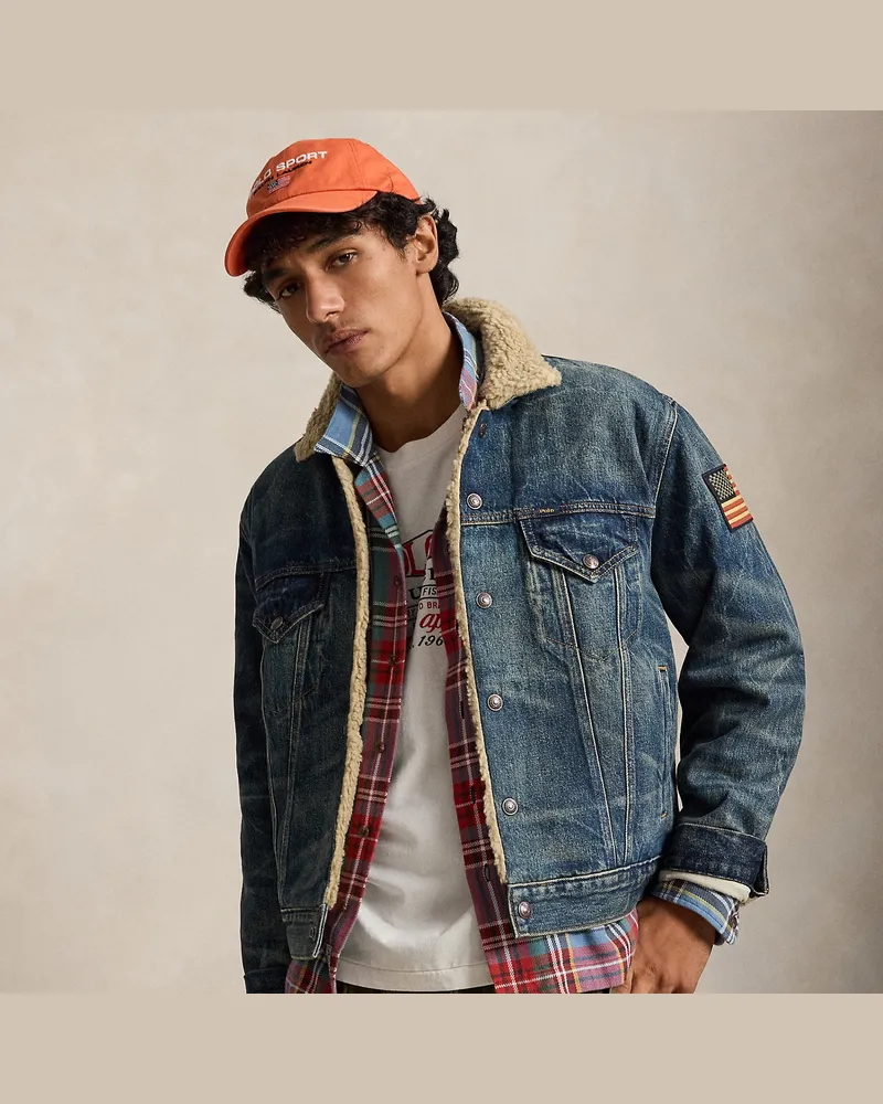 Ralph Lauren Denim-Truckerjacke mit Fleecefutter Blue