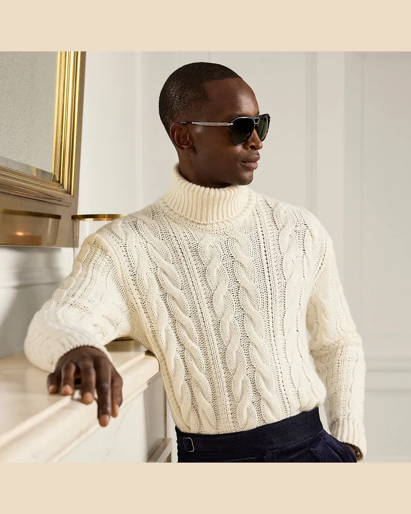Ralph Lauren Rollkragenpullover mit Zopfmuster Cream