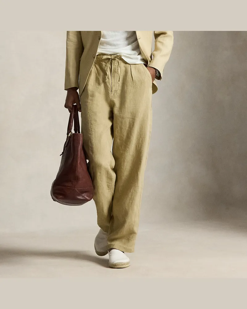 Ralph Lauren Relaxed-Fit Leinenhose Lateef mit Falten Tan