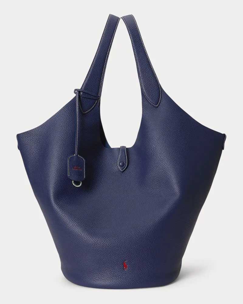 Ralph Lauren Große Tragetasche Polo Play aus Leder Blue