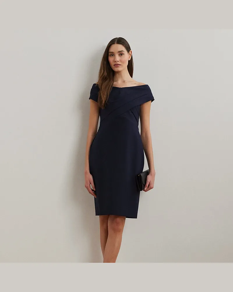 Ralph Lauren Schulterfreies Cocktailkleid aus Crêpe Blue