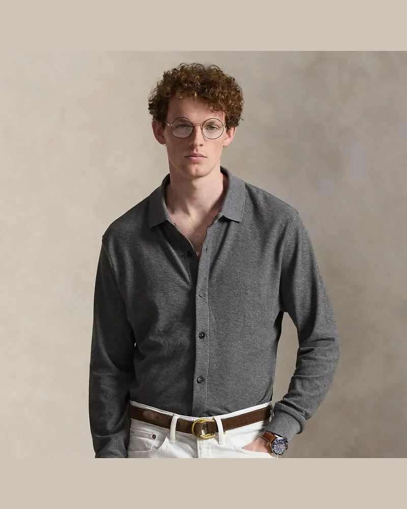 Ralph Lauren Cardigan aus Mesh mit Wabenstruktur Grey