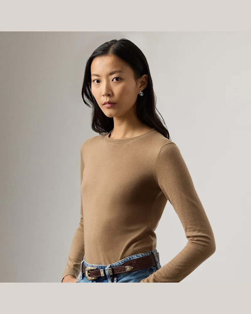 Ralph Lauren Rundhalspullover aus Kaschmir Tan