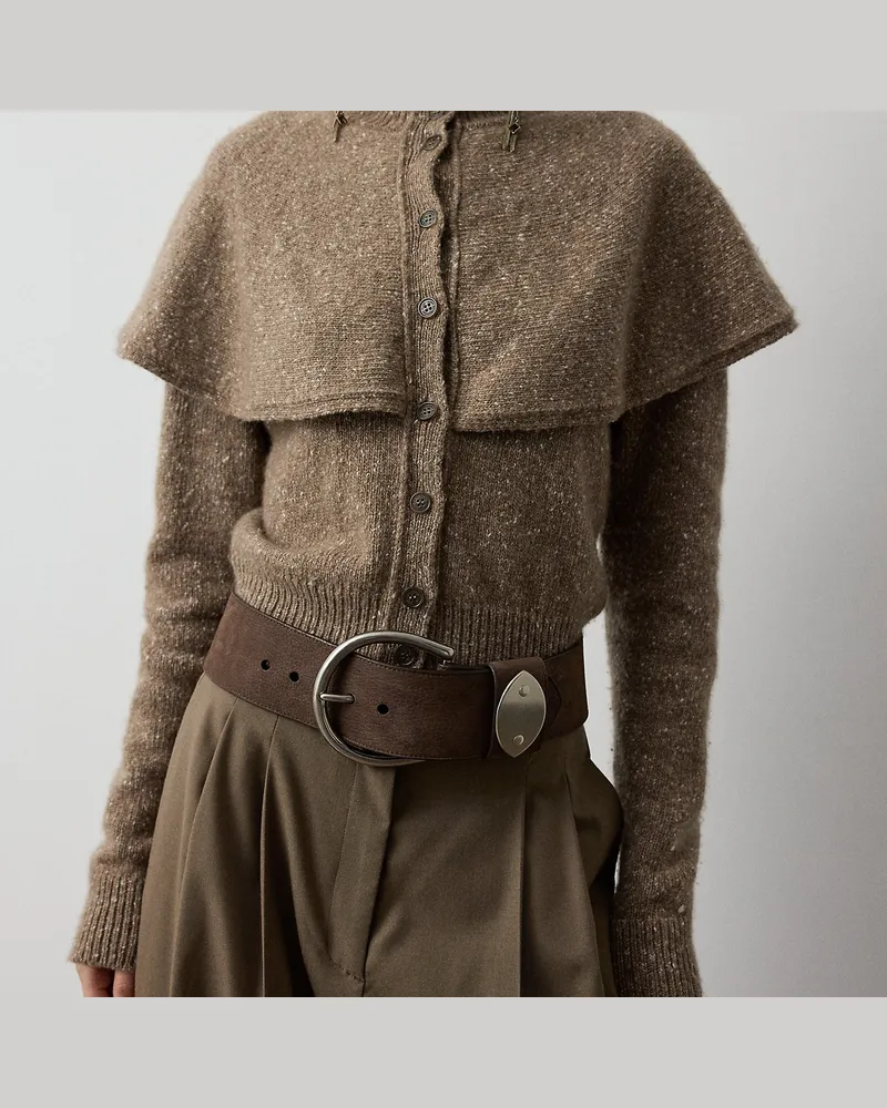 Ralph Lauren Breiter Gürtel aus genarbtem Nubukleder Brown