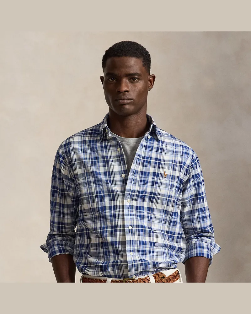 Ralph Lauren Kariertes Slim-Fit-Oxfordhemd White