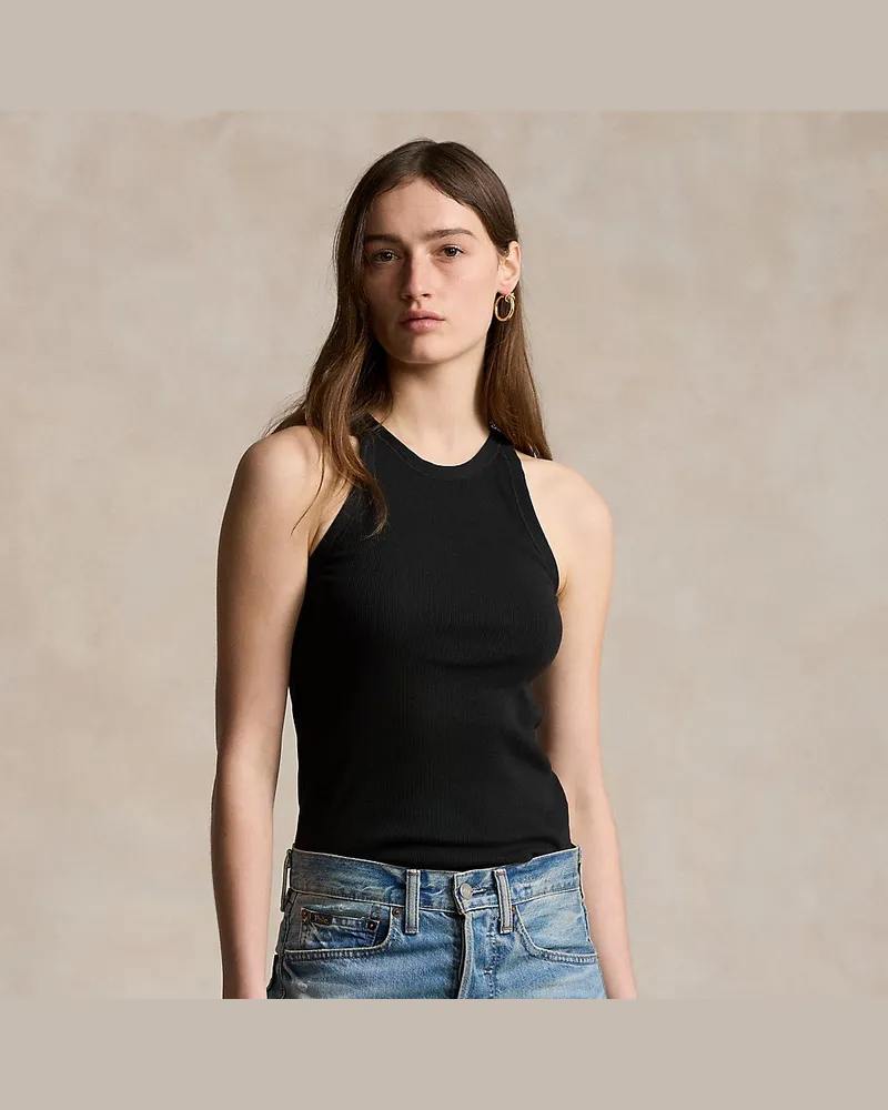 Ralph Lauren Geripptes Baumwoll-Tanktop Black