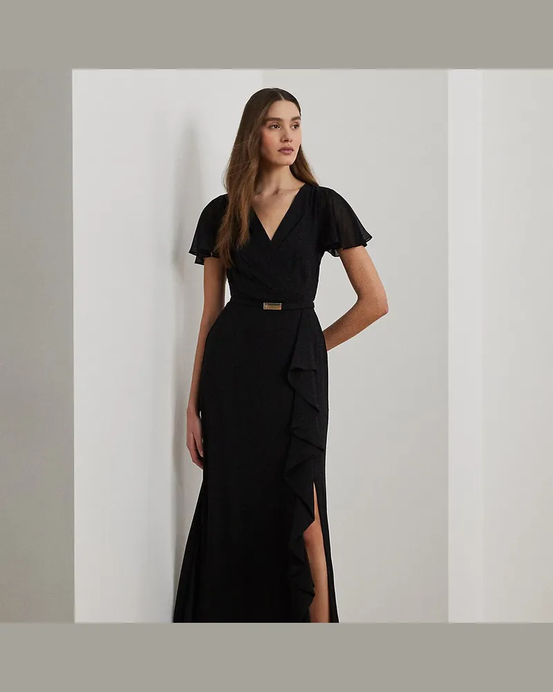 Ralph Lauren Abendkleid mit Schmetterlingsärmeln Black
