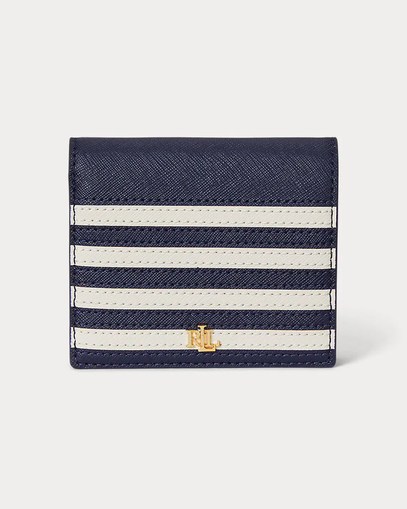 Ralph Lauren Kompakte Color-Block-Lederbrieftasche Blue