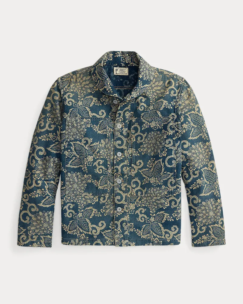 Ralph Lauren Indigoblaue Hemdjacke mit Druck Blue