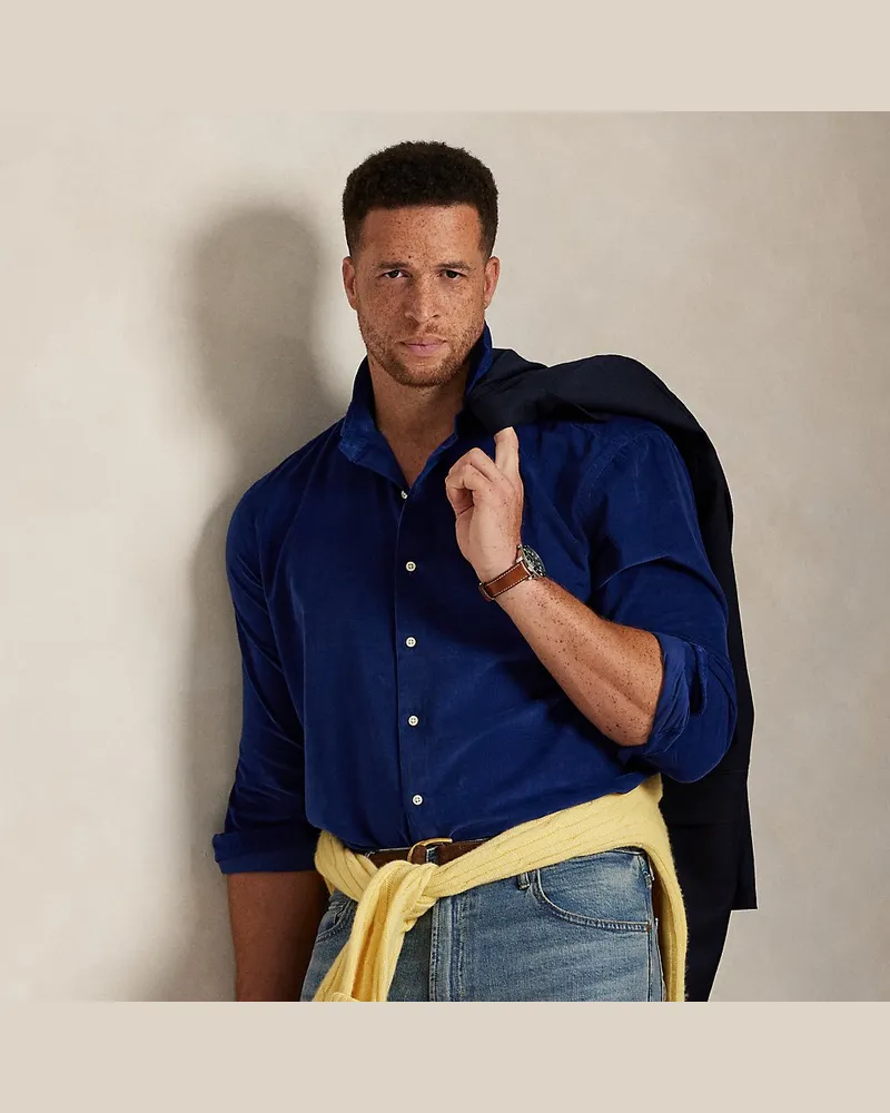 Ralph Lauren Große Größen - Hemd aus fein geripptem Kordsamt Blue