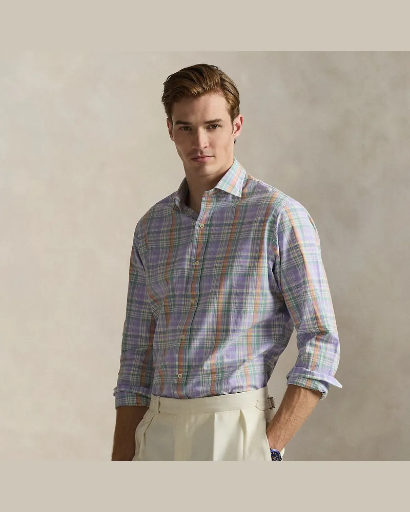 Ralph Lauren Kariertes Classic-Fit Popelinehemd Purple