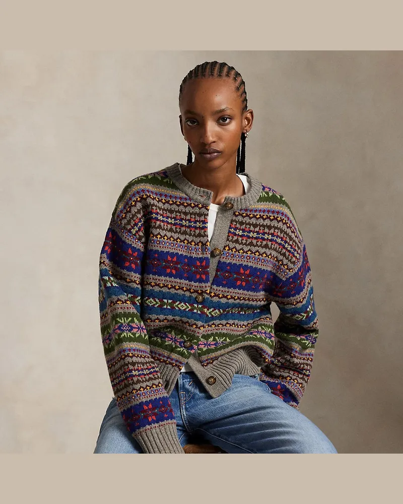 Ralph Lauren Geknöpfte Fair-Isle-Strickjacke Tan