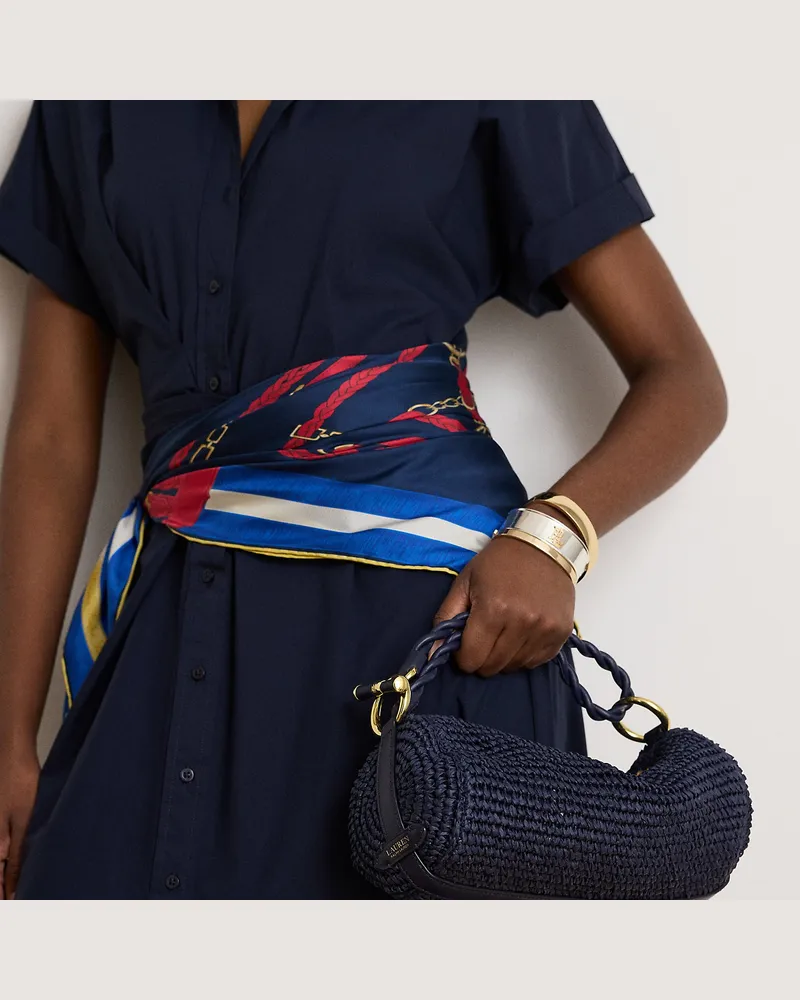 Ralph Lauren Strohtasche Blaike in Zylinderform Blue