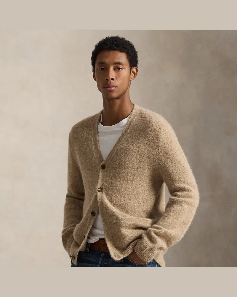 Ralph Lauren Strickjacke mit Wildlederaufnähern Brown