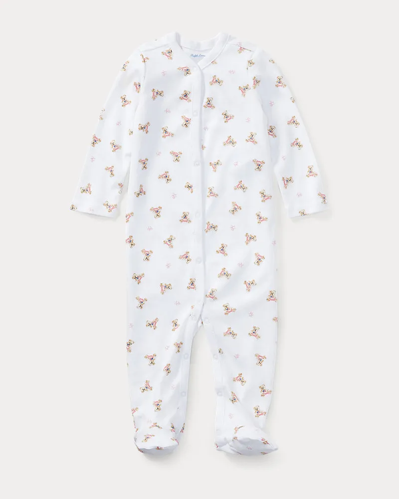 Ralph Lauren Baumwollstrampler mit Polo Bear White