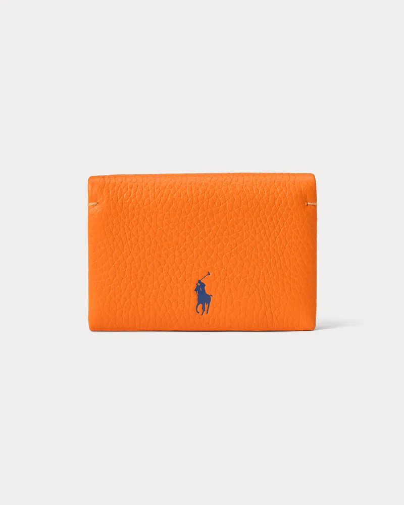 Ralph Lauren Lederkartenetui Polo Play mit Druckknopf Orange
