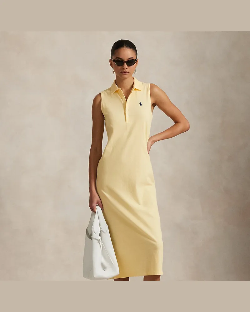 Ralph Lauren Ärmelloses Polokleid aus Baumwollstretch Yellow