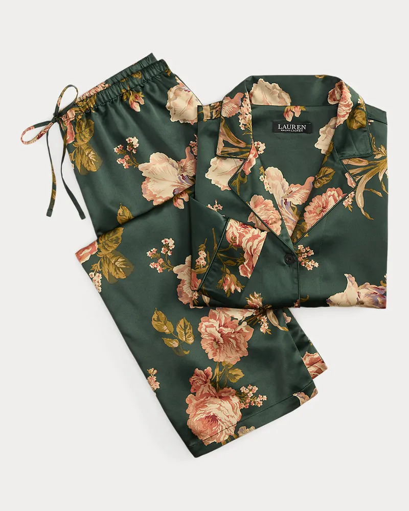 Ralph Lauren Geblümter Pyjama aus Satin Green