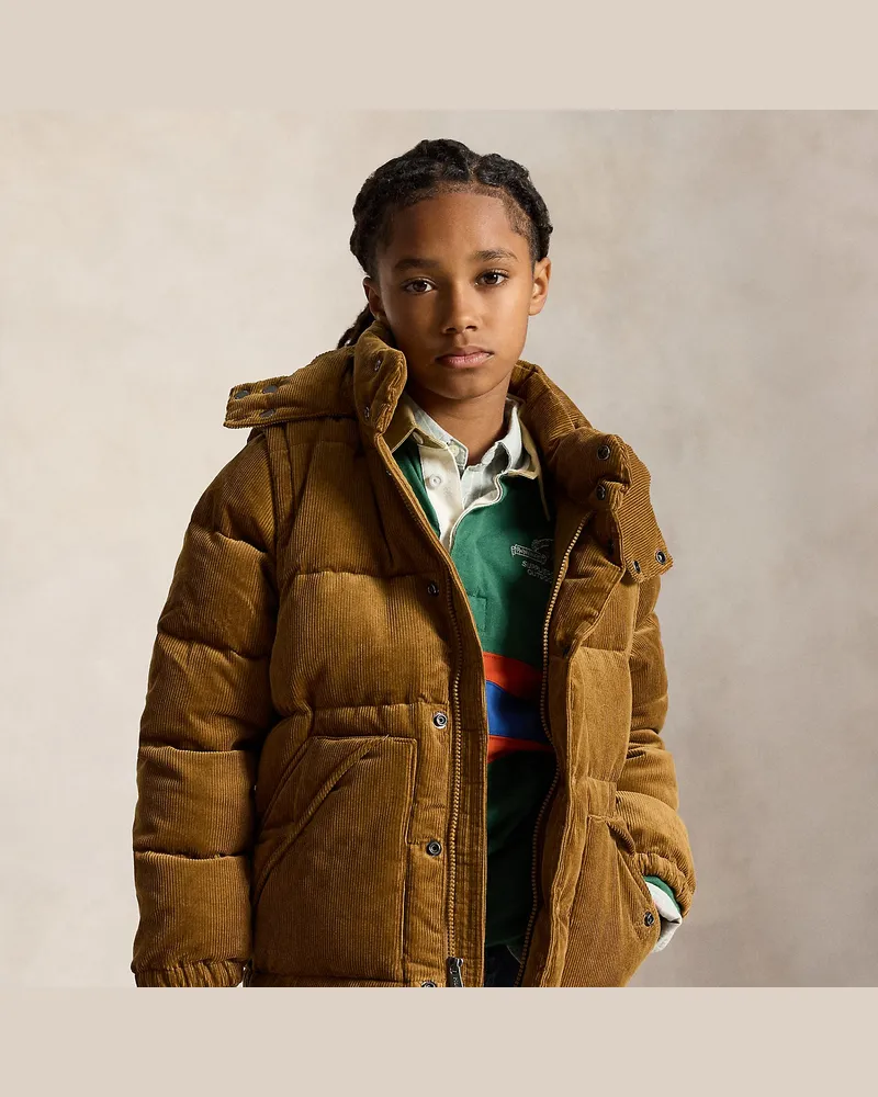 Ralph Lauren Vielseitige Daunenjacke aus Kordsamt Brown