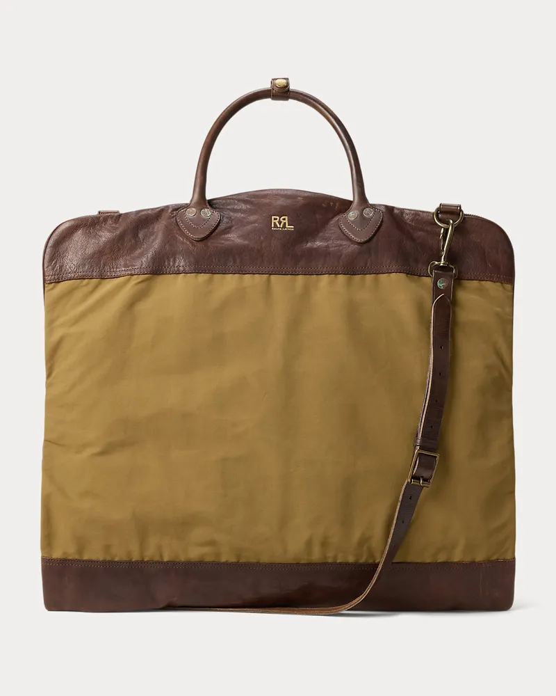 Ralph Lauren Wachstuch-Kleidertasche mit Lederbesatz Brown