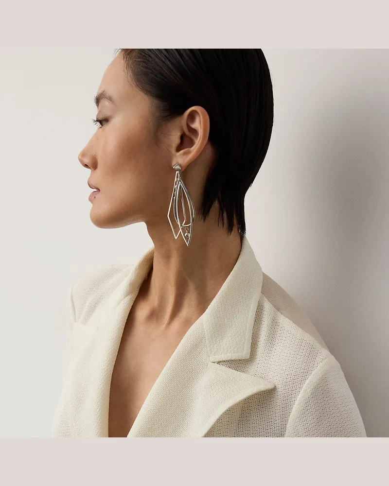 Ralph Lauren Silberfarbene Tropfen-Creolen Grey