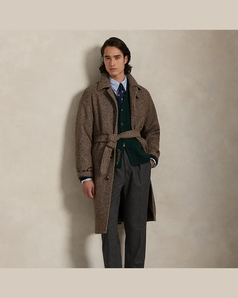 Ralph Lauren Balmacaan-Mantel aus Donegal-Tweed Brown