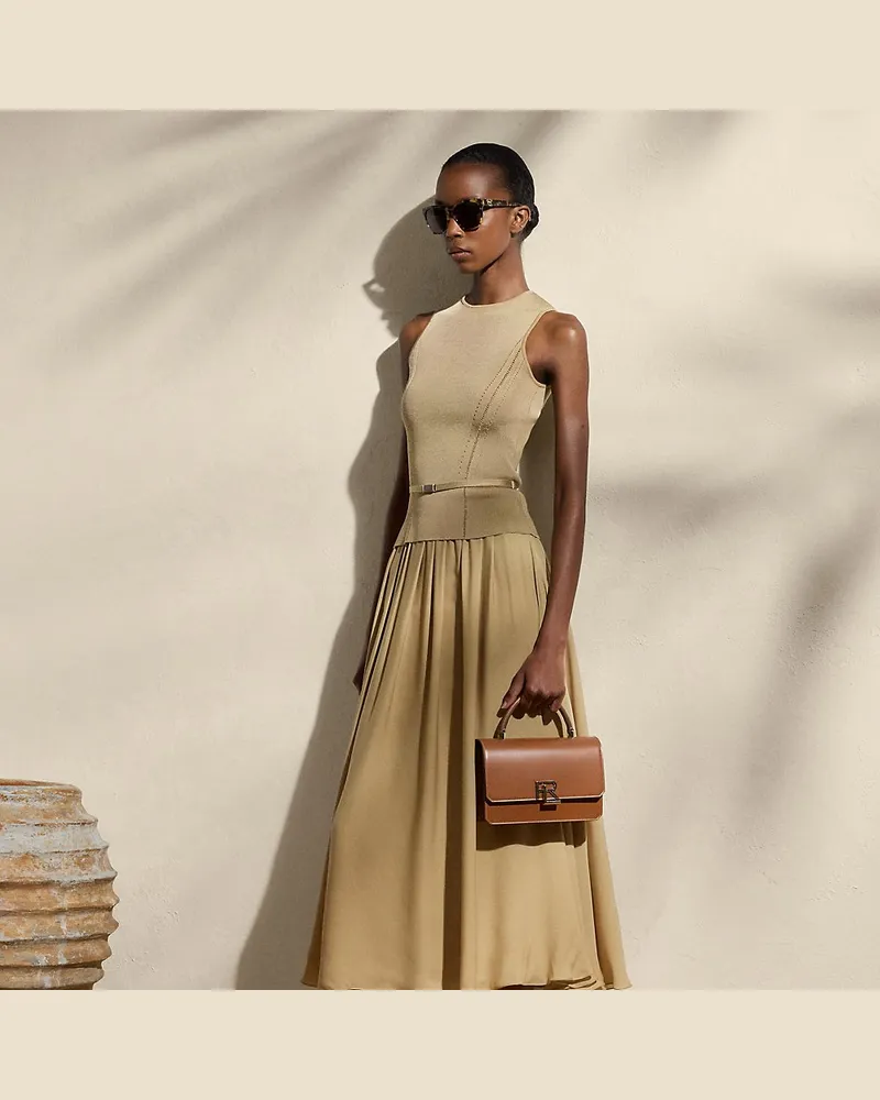 Ralph Lauren Faltenrock Kynlee aus Seidengeorgette Tan