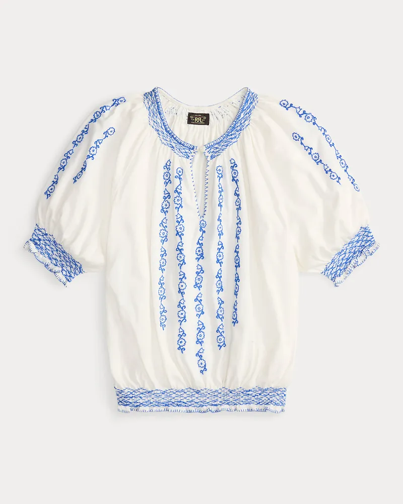 Ralph Lauren Handbesticktes Oberteil aus Jersey White