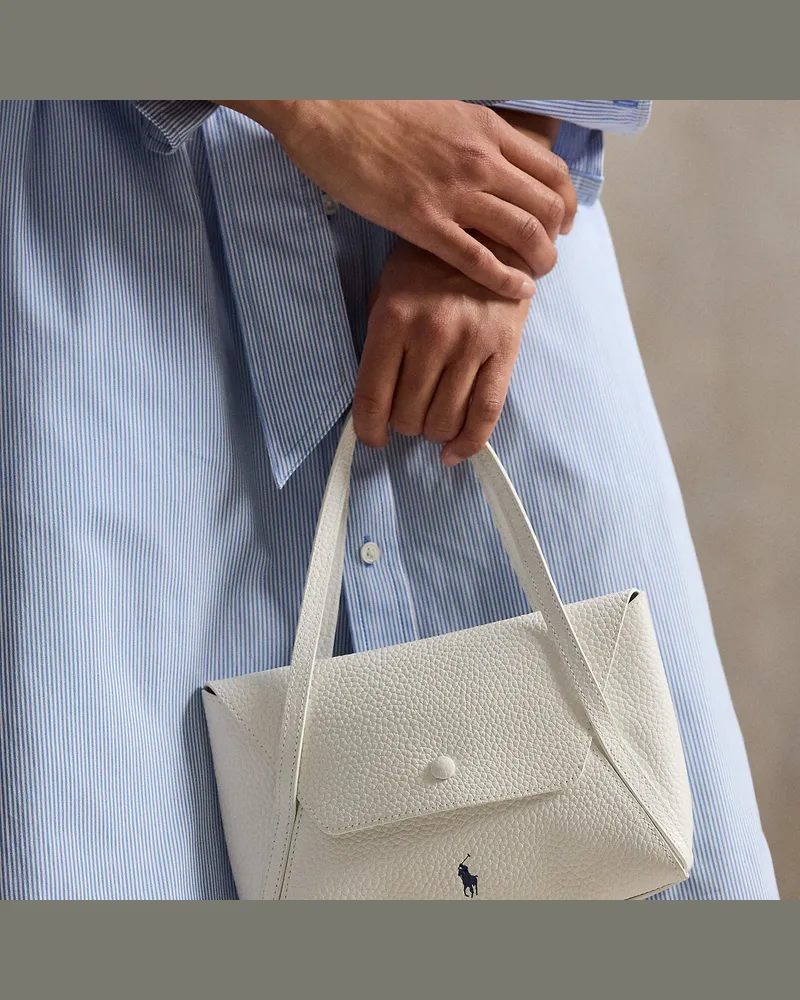 Ralph Lauren Mini-Umschlagtasche Polo Play aus Leder White