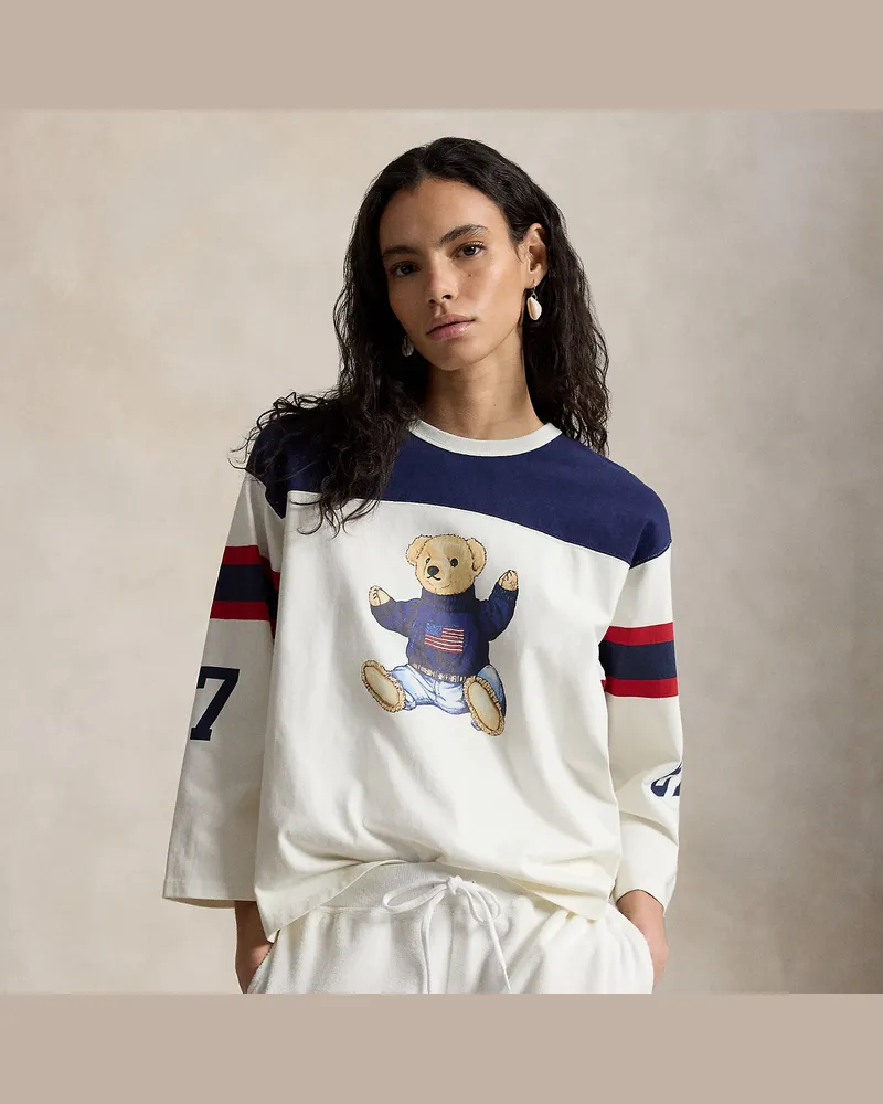 Ralph Lauren Baumwolljersey-T-Shirt mit Polo Bear White