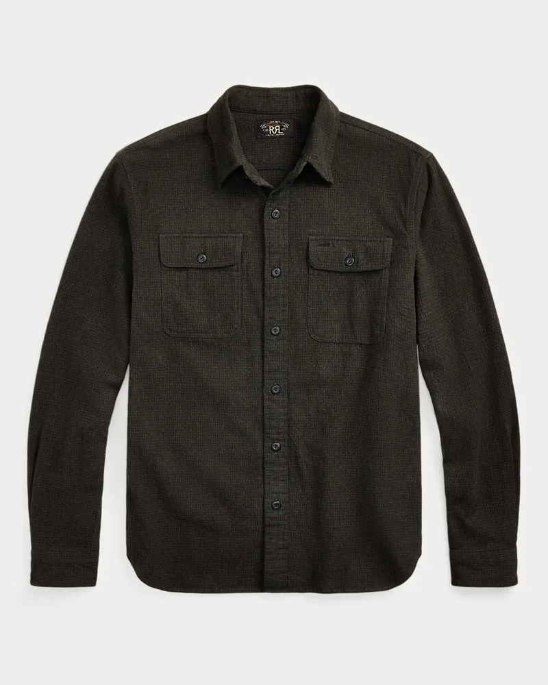 Ralph Lauren Angerautes Arbeitshemd mit Mikro-Karo Green