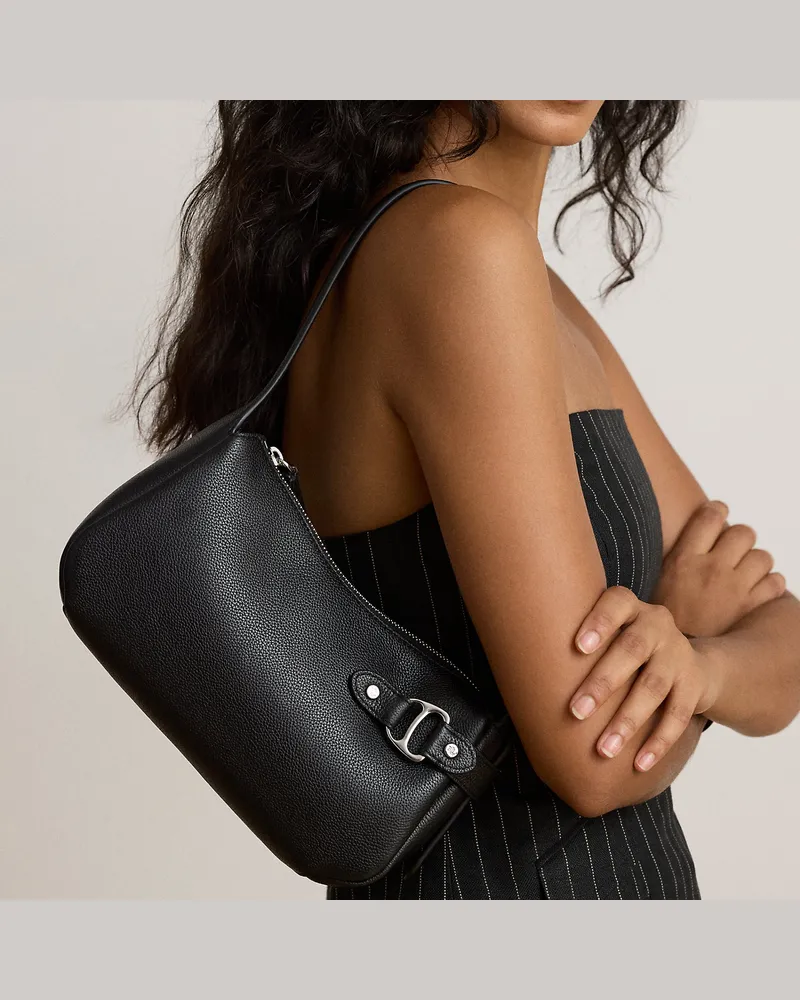 Ralph Lauren Kleine Schultertasche Tasha aus Leder Black