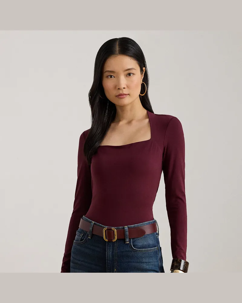 Ralph Lauren Jerseytop mit eckigem Ausschnitt Red