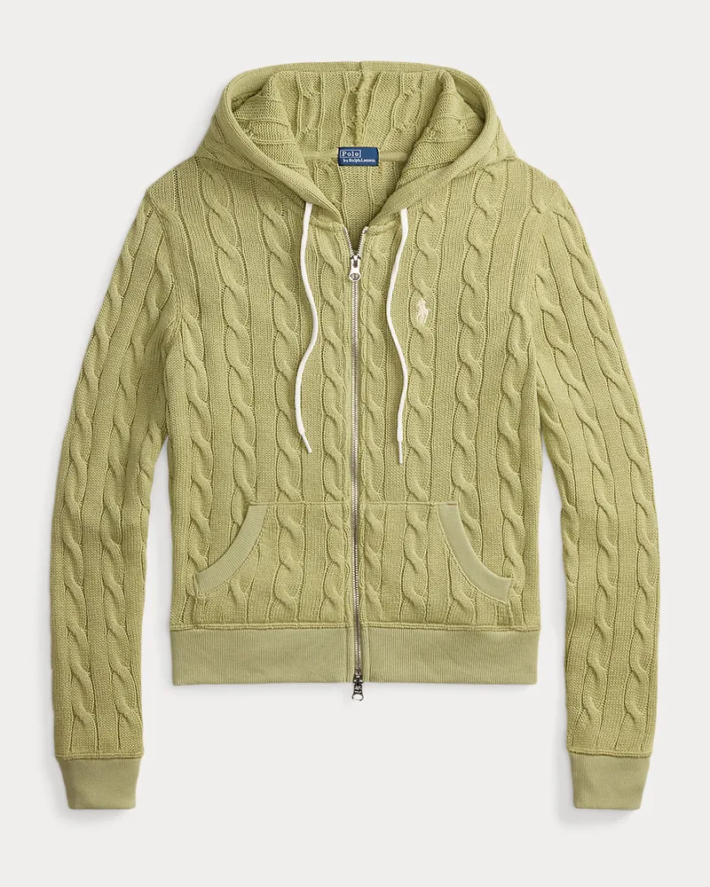 Ralph Lauren Baumwoll-Kapuzenjacke mit Zopfmuster Green
