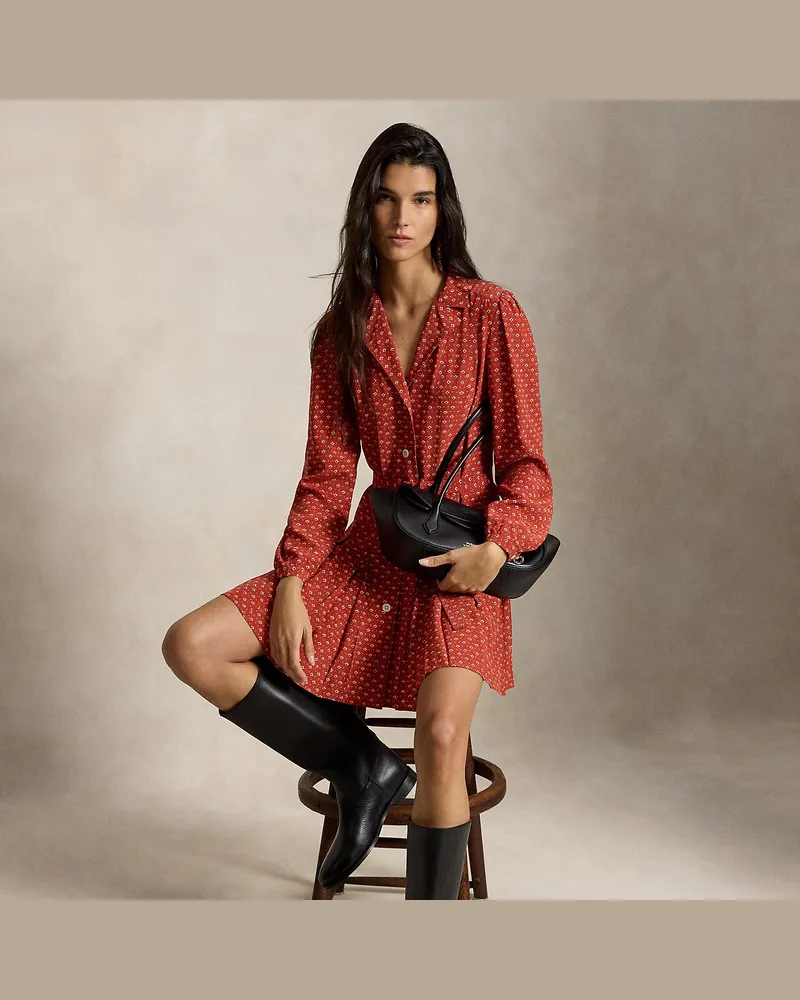 Ralph Lauren Mini-Hemdkleid aus Seide Red