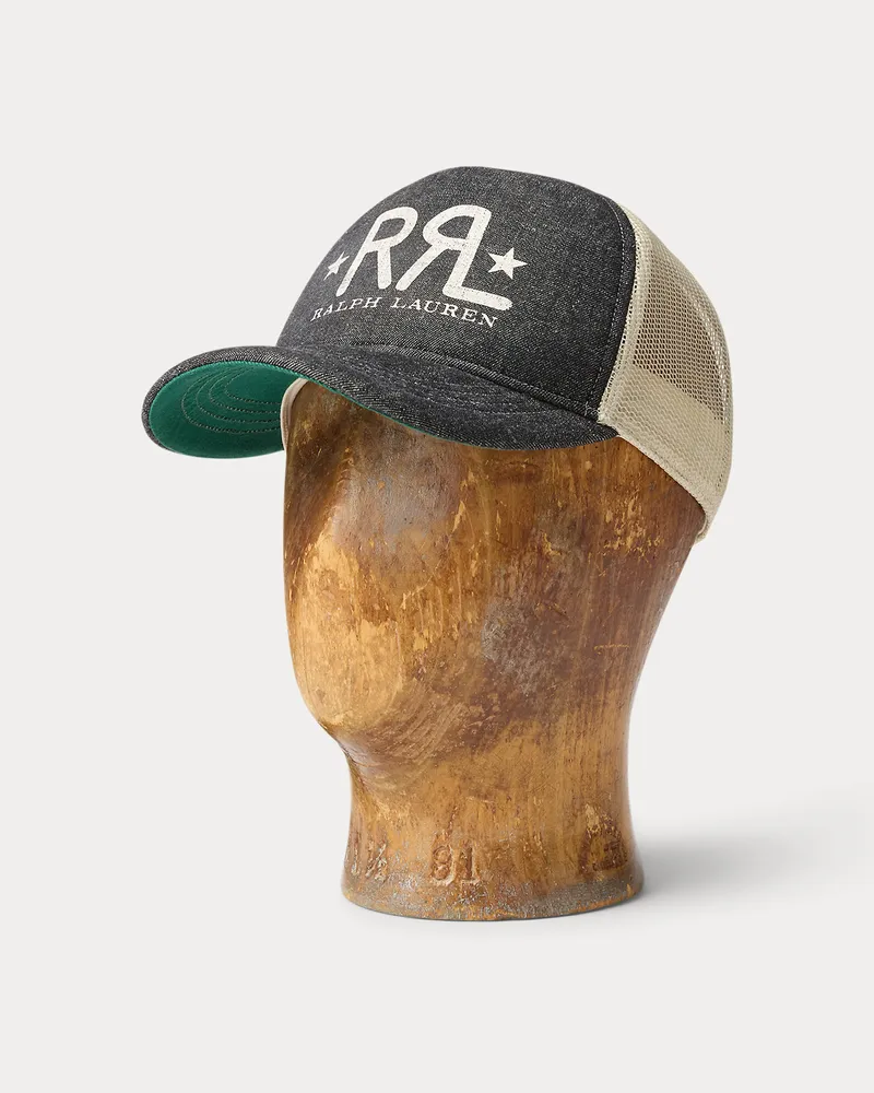 Ralph Lauren Denim-Truckerkappe mit RRL-Ranch-Logo Black