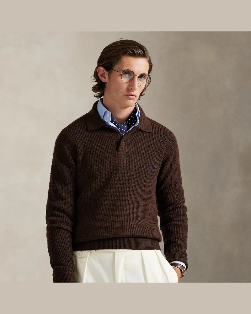 Ralph Lauren Strukturierter Pullover mit Polokragen Brown