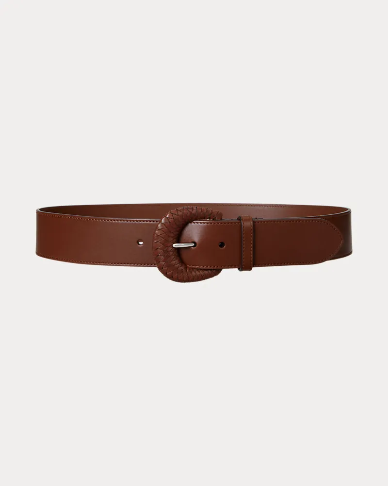 Ralph Lauren Breiter Ledergürtel mit Schnalle Brown